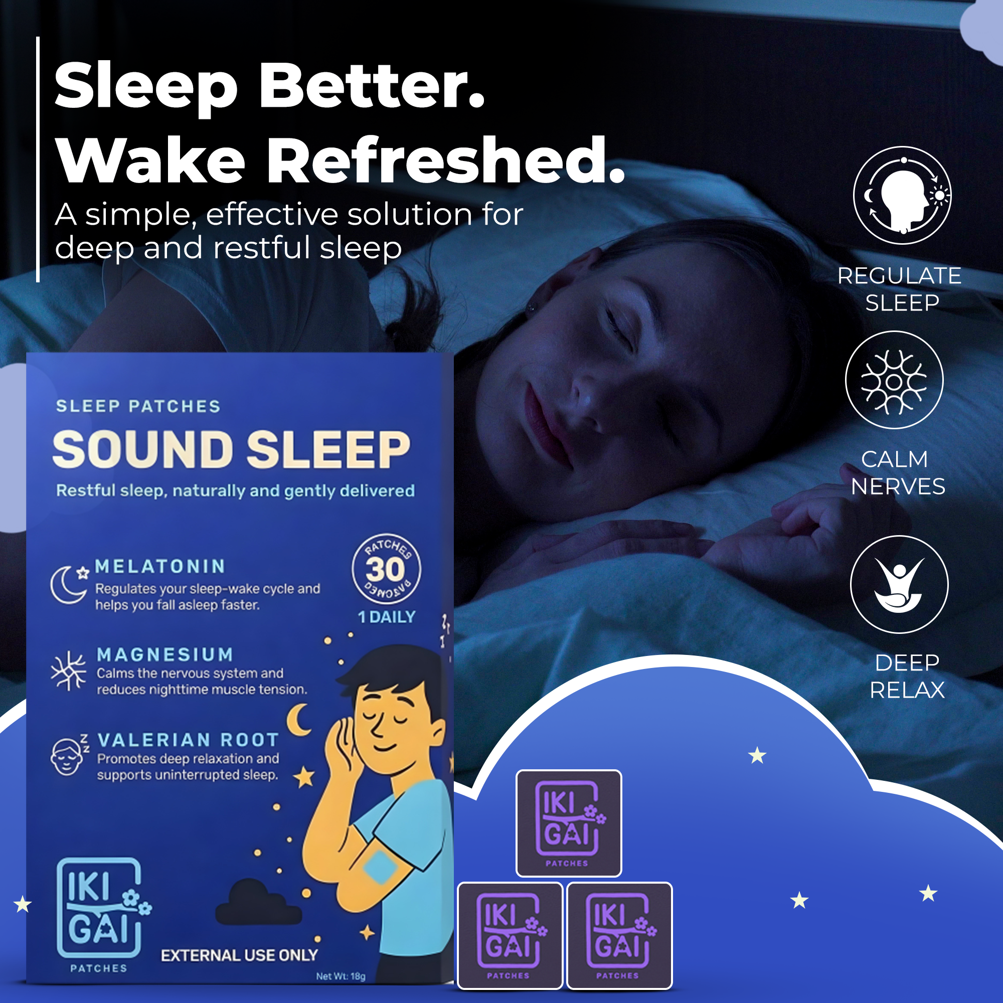 Sound Sleep Patch – Melatonin, Magnesium & Valerian Root | Deep Sleep & Relief.