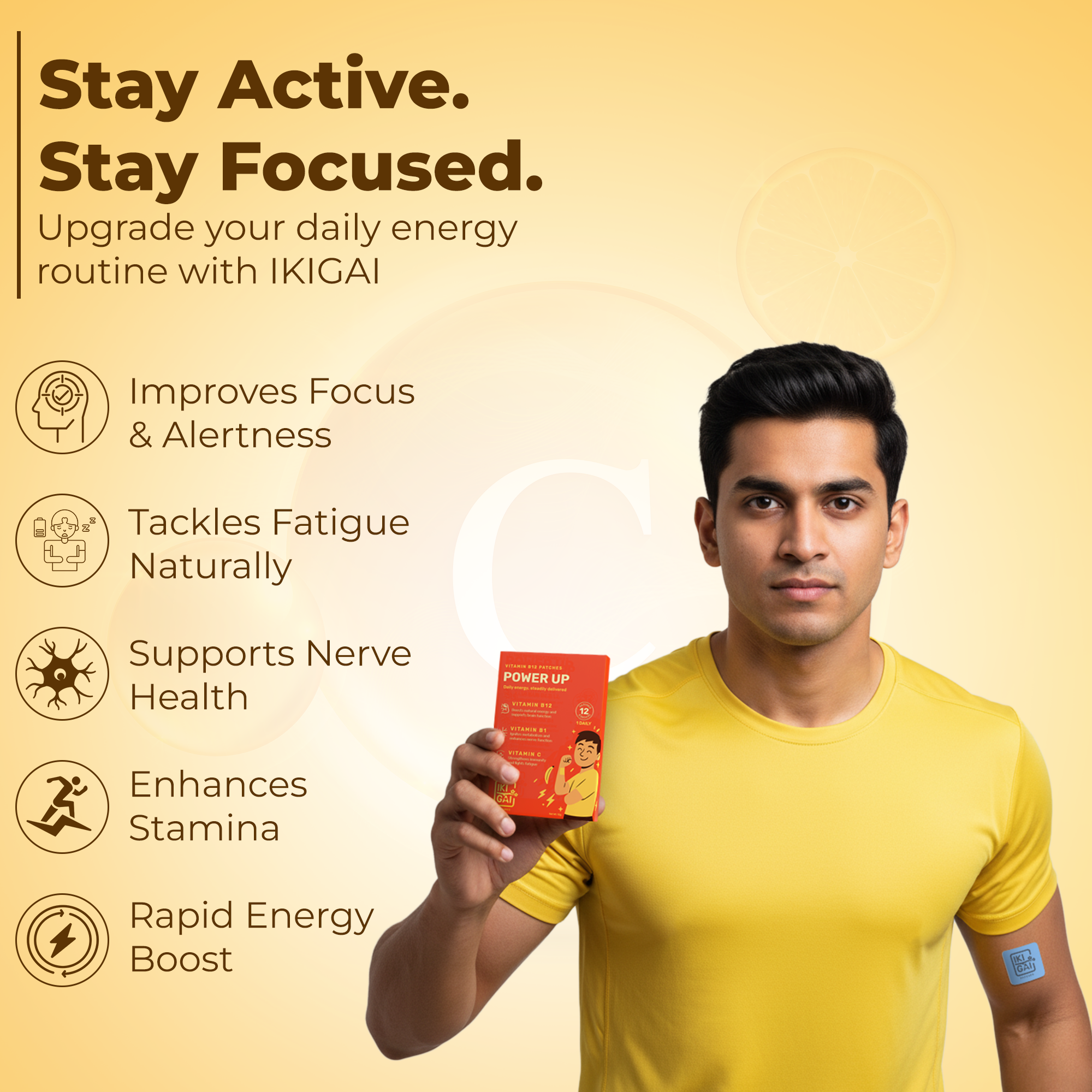 IKIGAI B12 Power Up Patches | Transdermal Patches with Vitamin B12, B1 & C