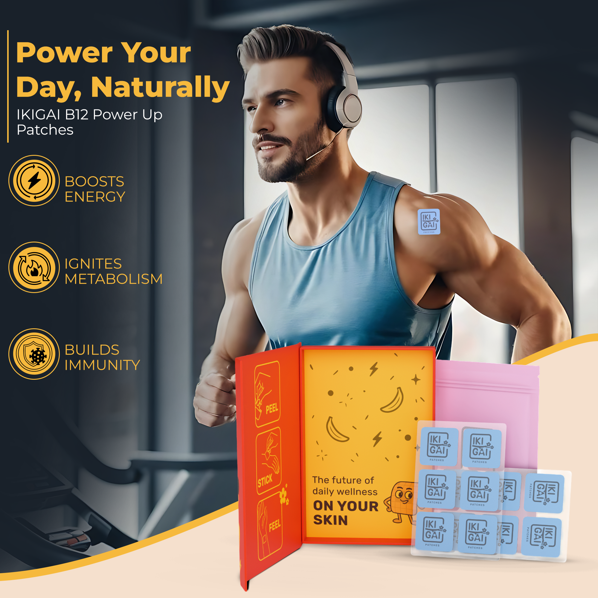 IKIGAI B12 Power Up Patches | Transdermal Patches with Vitamin B12, B1 & C